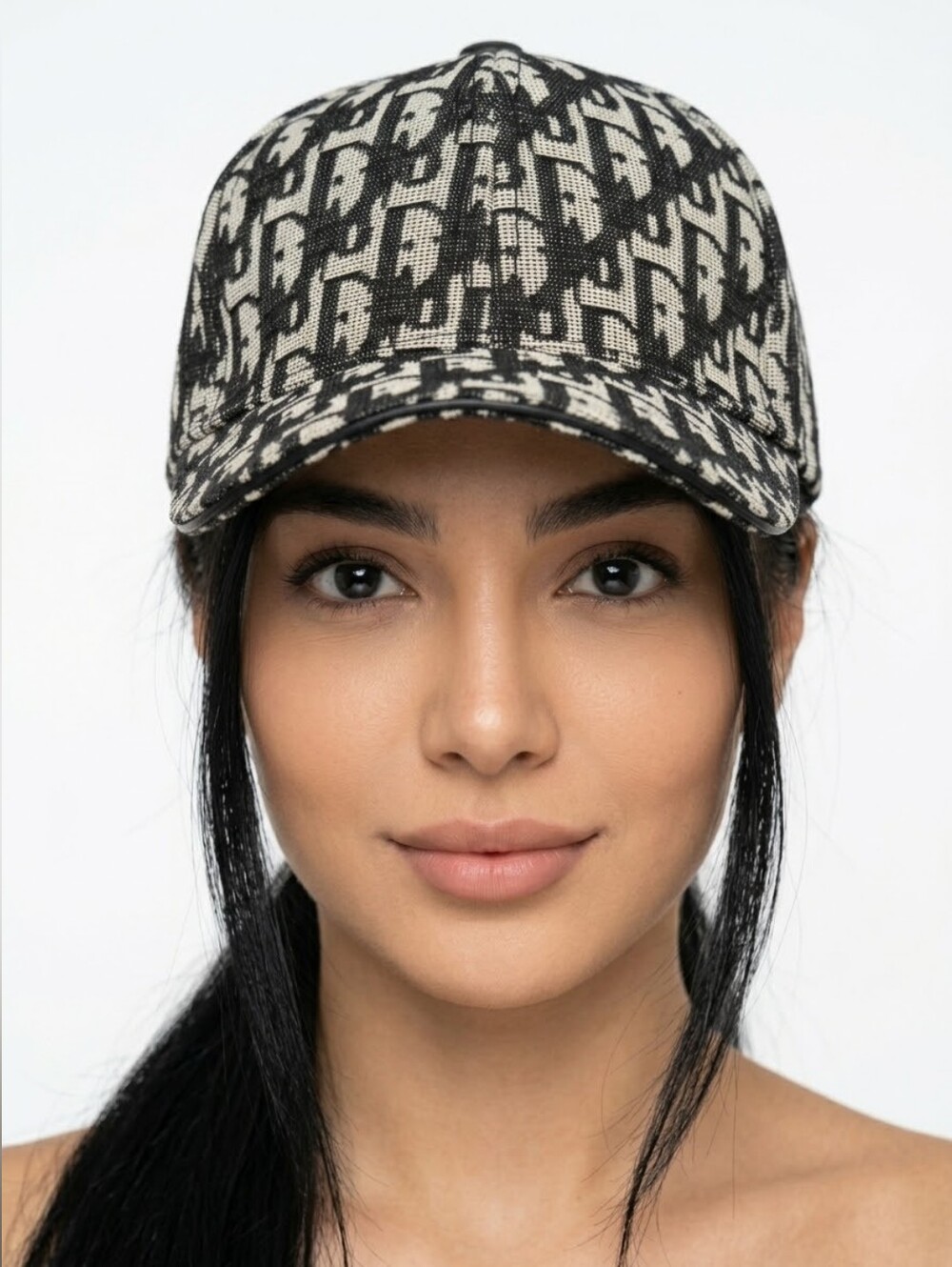 Women's Brand New Luxury Designer Monogram Baseball Cap - Black & Gray